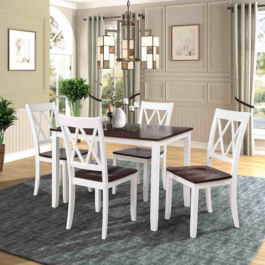 DINING CHAIR- WHITE + CHERRY 4 PCS 