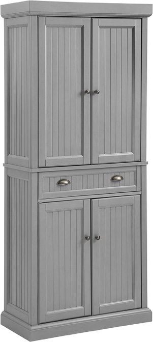Crosley Furniture Seaside Kitchen Pantry Cabinet, Distressed Gray
