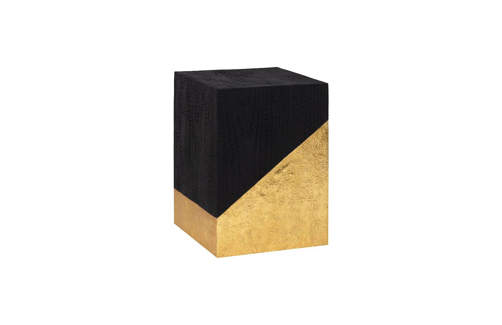 PHILLIPS  COLLECTION SCORCHED SIDE TABLE - MATE BLACK AND GOLD LEAF (210123)