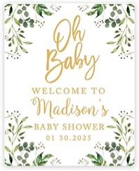 Custom Large Baby Shower Canvas Welcome Sign, 16 x 20