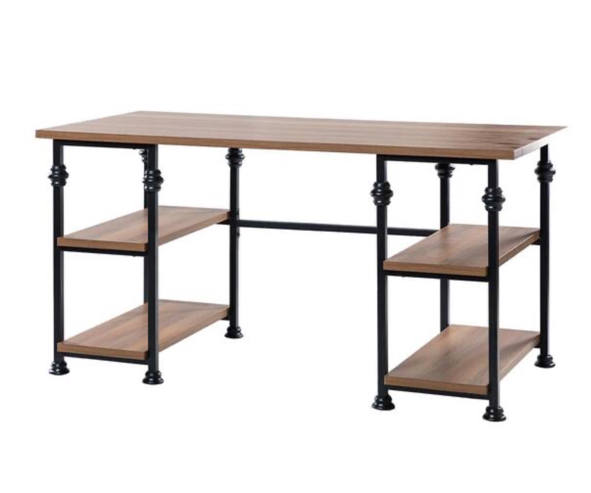 Fermin 60 in. W Caramel Writing Desk with Black Base