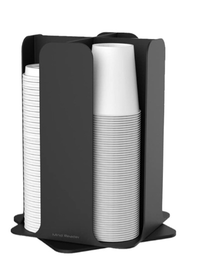 Mind Reader CDCOM-BLK Cup and Lid Organizer and Breakroom and Coffee Condiment Organizer, 15 Compartment, Black