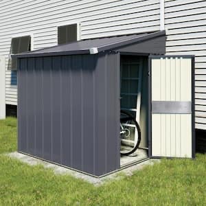 VEIKOUS 4 ft. W x 8 ft. D Metal Storage Lean-to Shed 30 sq. ft. in Grey