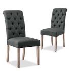 subrtex Leather Dining Chairs, Large Set of 2, Grey 