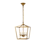 A1A9 4-Light Lantern Chandelier Ceiling Light Fixture, Farmhouse Pendant Light Industrial Vintage Hanging Light for Dining Room, Stairway, Corridors, Aisles, Foyer (Antique Brass)