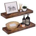 INHABIT UNION Rustic Brown Floating Shelves for Wallï¼Œ24in Wall Mounted Display Ledge Shelves Perfect for Bedroom, Bathroom, Living Room and Kitchen Decoration Storage (Rustic Brown)â€¦