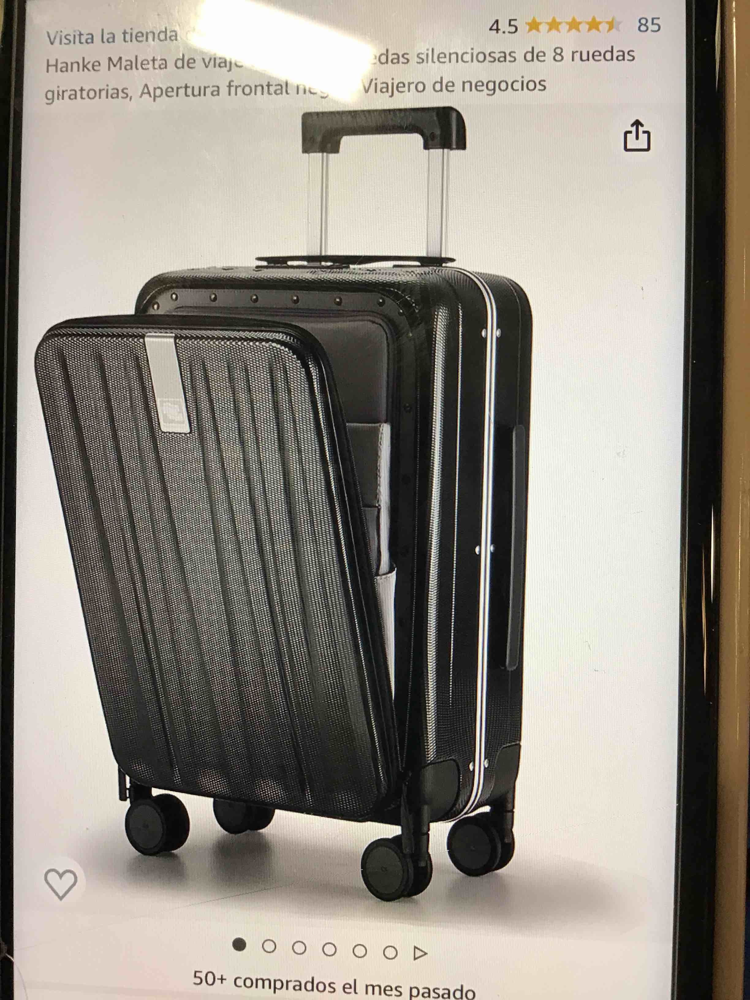 Hanke travel suitcase with licentious wheels with 8 swivel wheels front opening black business traveler