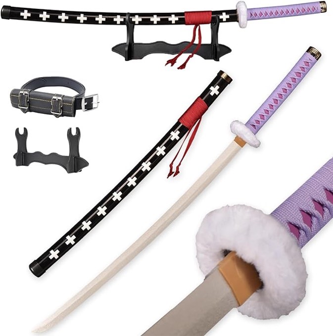 Forgemith Bamboo Anime Cosplay Swords?Roronoa Zoro/Kitetsu/Yama Enma/Trafalgar Law/Kozuki Oden/Edward Newgate,About 40.75/59 Inches,Anime Original Texture,for Role-Playing,Stage Performance and Gift