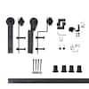 5 ft./60 in. Black Rustic Single Track Bypass Sliding Barn Door Hardware Kit Straight Design Roller for Double Doors (ZT5TGH060C)