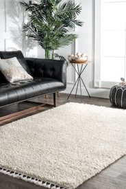 Rugs USA Ivory Luxe Shag Solid Shag With Tassels rug - Casuals Runner 2' 6" x 8' (200KKBL01A-2608)