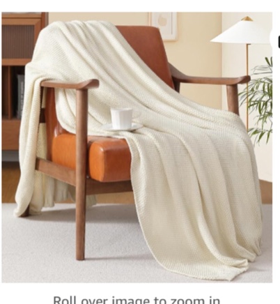 Touchat Knitted Blanket for Couch, Sofa and Bed, Chunky Cable Knit Blanket Throw, Decorative Cozy Farmhouse Throw Blankets for Women and Man Cream White