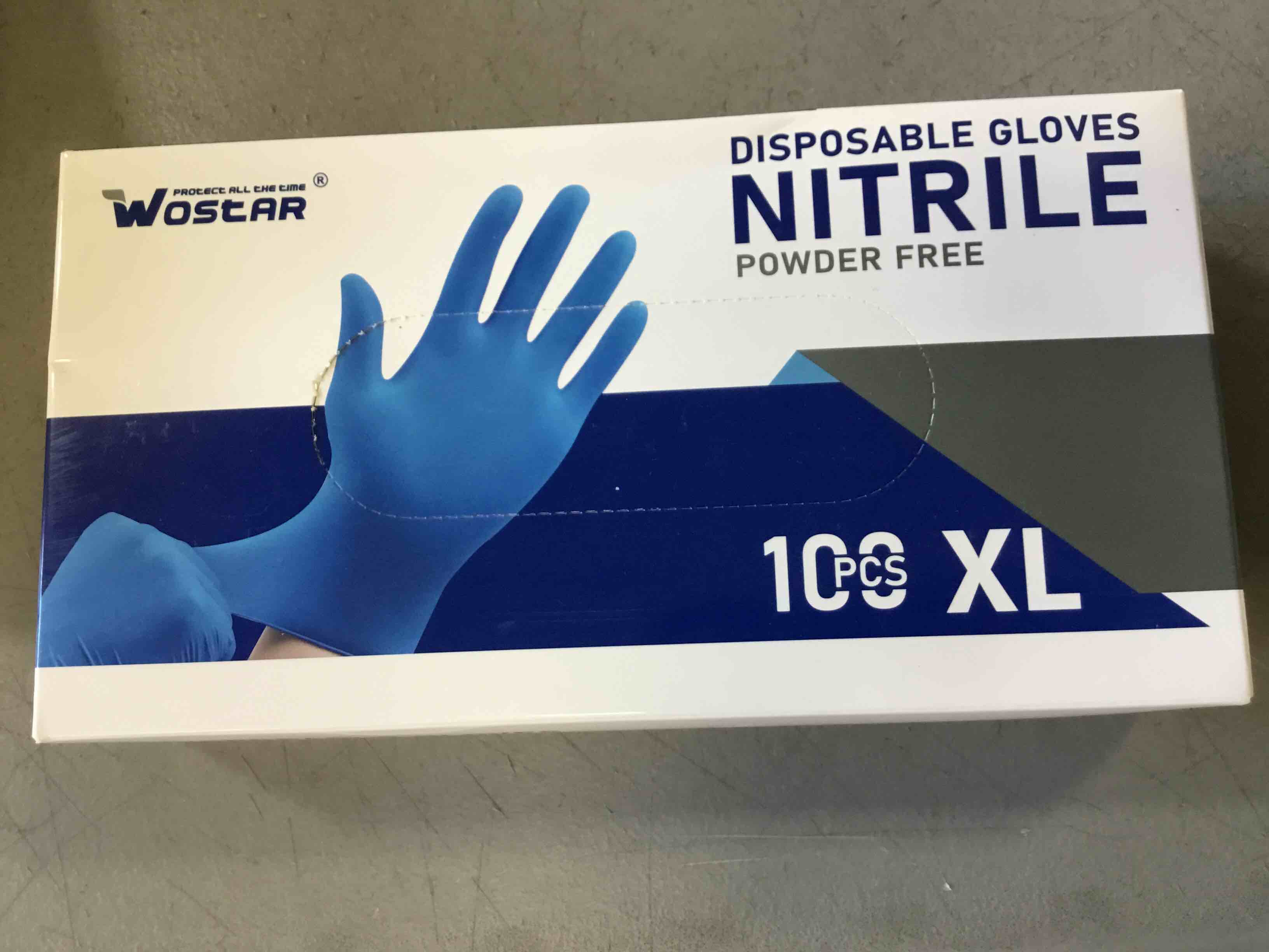 100 pieces Wostar Nitrile Disposable 4mil gloves dark blue- X-Large