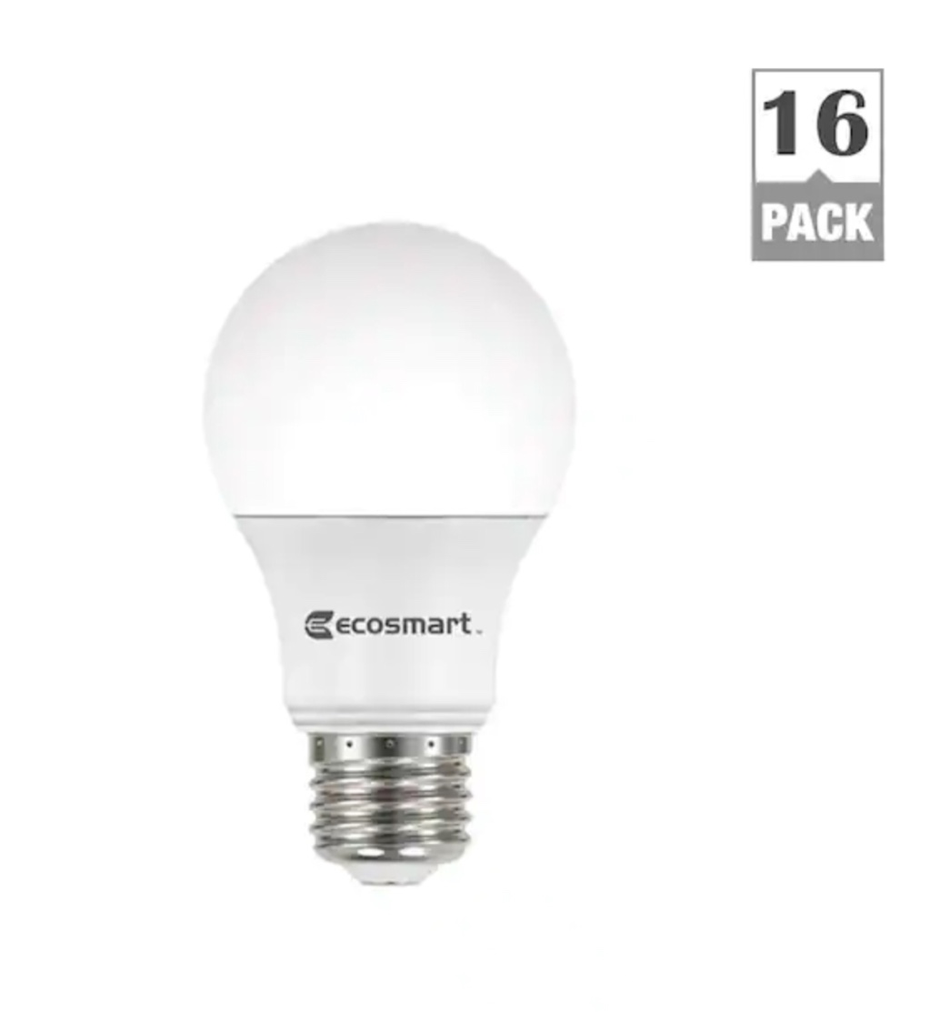 60-Watt Equivalent A19 Non-Dimmable LED Light Bulb Soft White (16-Pack)