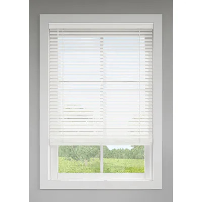 LEVOLOR Trim+Go 2-in Slat Width 33-in x 64-in Cordless White Faux Wood Room Darkening Horizontal Blinds