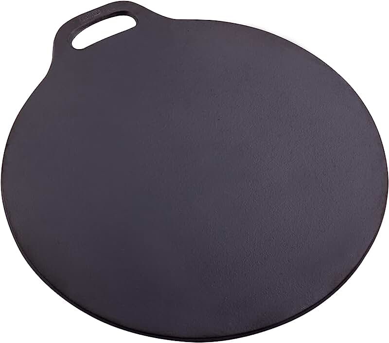 Victoria Cast Iron Pizza Crepe Pan, Dosa, Roti Tawa, Budare, 15 Inch, Black