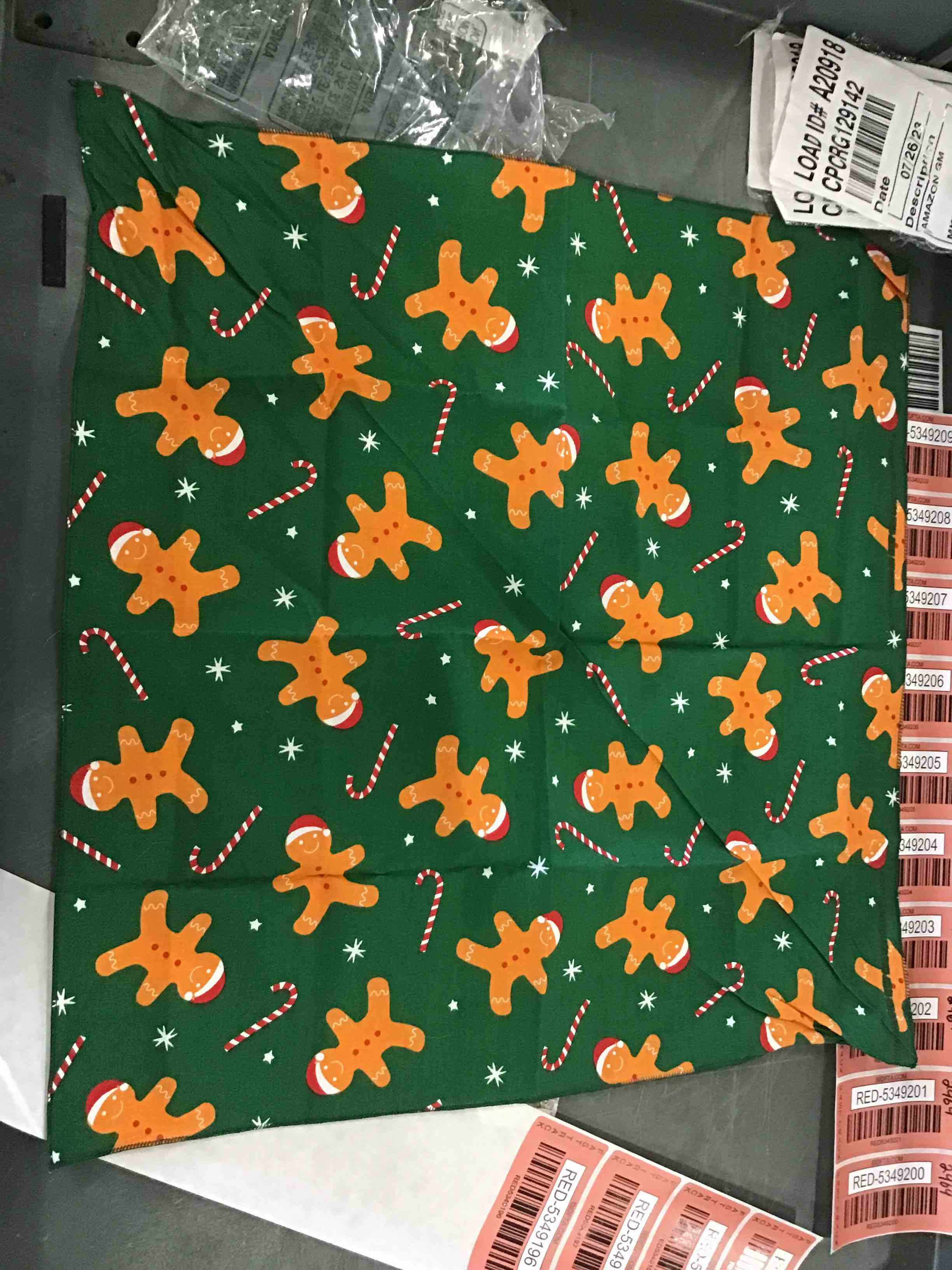 Gingerbread and Candy Cane  Bandana, Green