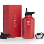 ironflask widemouth straw lid water bottle 64oz Color red