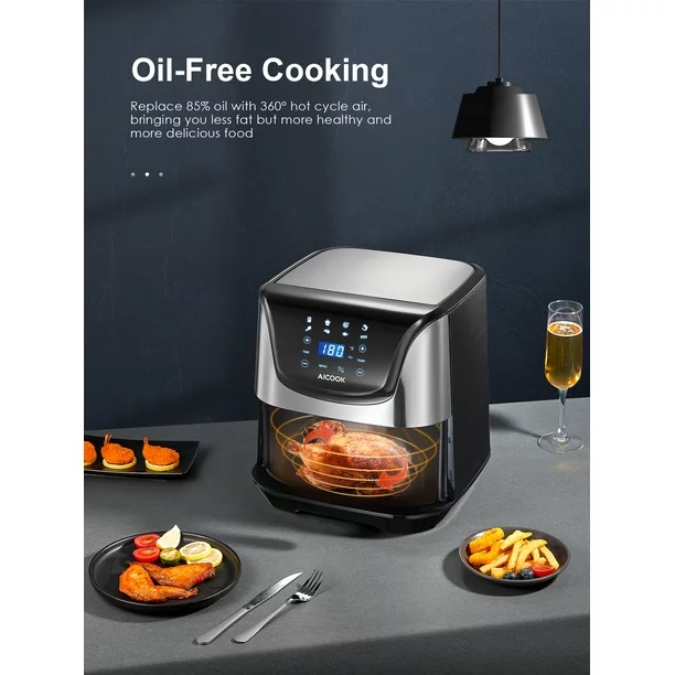 Air Fryer 5.8Qt, Oil-Less Airfryer Oven with Crisp Taste / Dishwasher-Safe Basket / 40 Recipe, Cooker for Roasting / Baking / Grilling / Dehydrating / Reheat, Stainless Finish, ETL/UL Certified