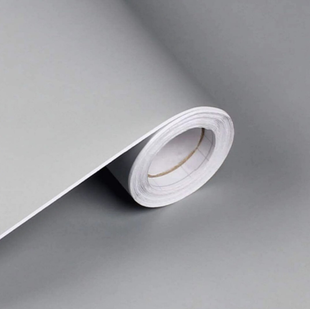 Solid Color Frosted Waterproof Wallpaper Shelf Drawer Liner Self-Adhesive Cabinet Sticker, Gray