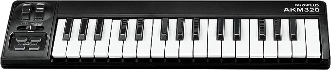 MIDIPLUS AKM320 USB MIDI Keyboard Controller, Black, 32-key