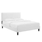 MODWAY Peyton Performance Velvet White King Platform Bed (INCOMPLETE SET, HEADBOARD ONLY)