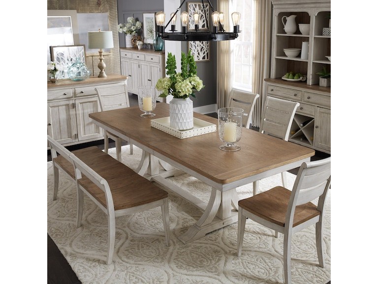 Liberty Furniture Kitchen and Dining Furniture Trestle Table Top 652-T4096 (INCOMPLETE SET, TABLE TOP ONLY)