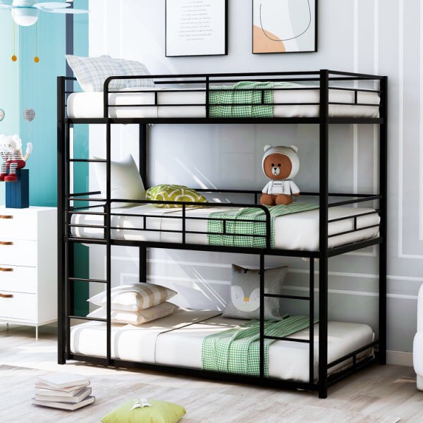 Metal Twin Size Triple Bunk Bed By NEW SPACE (INCOMPLETE SET, BOX 1 of 2 ONLY)