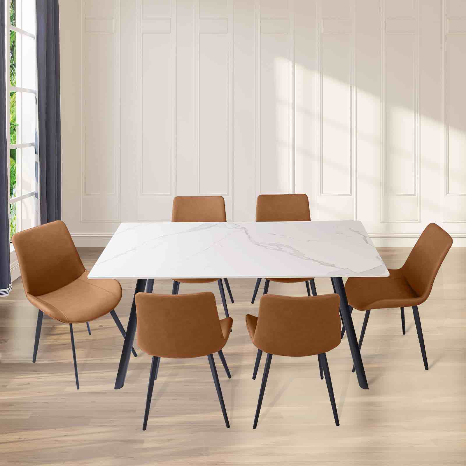 Incomplete- table top only)Dining Table Kitchen Table Dinning Room Table Set,4 Faux Leather Metal Frame Chairs, Suitable for Restaurant Kitchen Outdoor Dining Table and Chairs (incomplete) (table top only)