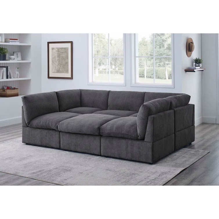 Priyen 6 - Piece Upholstered Sectional (Ottoman And Corner Chair Only)