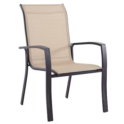 Set 2 Style Selections Pelham Bay Stackable Black Steel Frame Stationary Dining Chair(s) with Tan Sling Seat