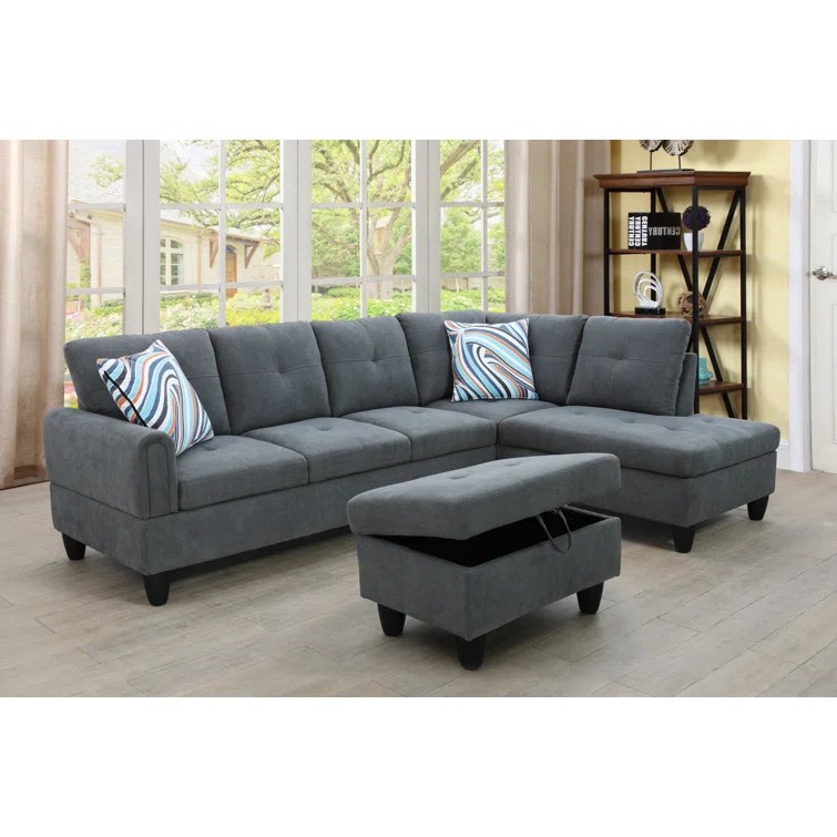 Upholstered Sectional (incomplete 1 box only) (color may vary ours is black velvet)