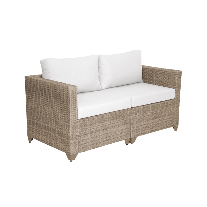 TK Classics Maui Outdoor Wicker / Rattan Loveseat in Linen White
