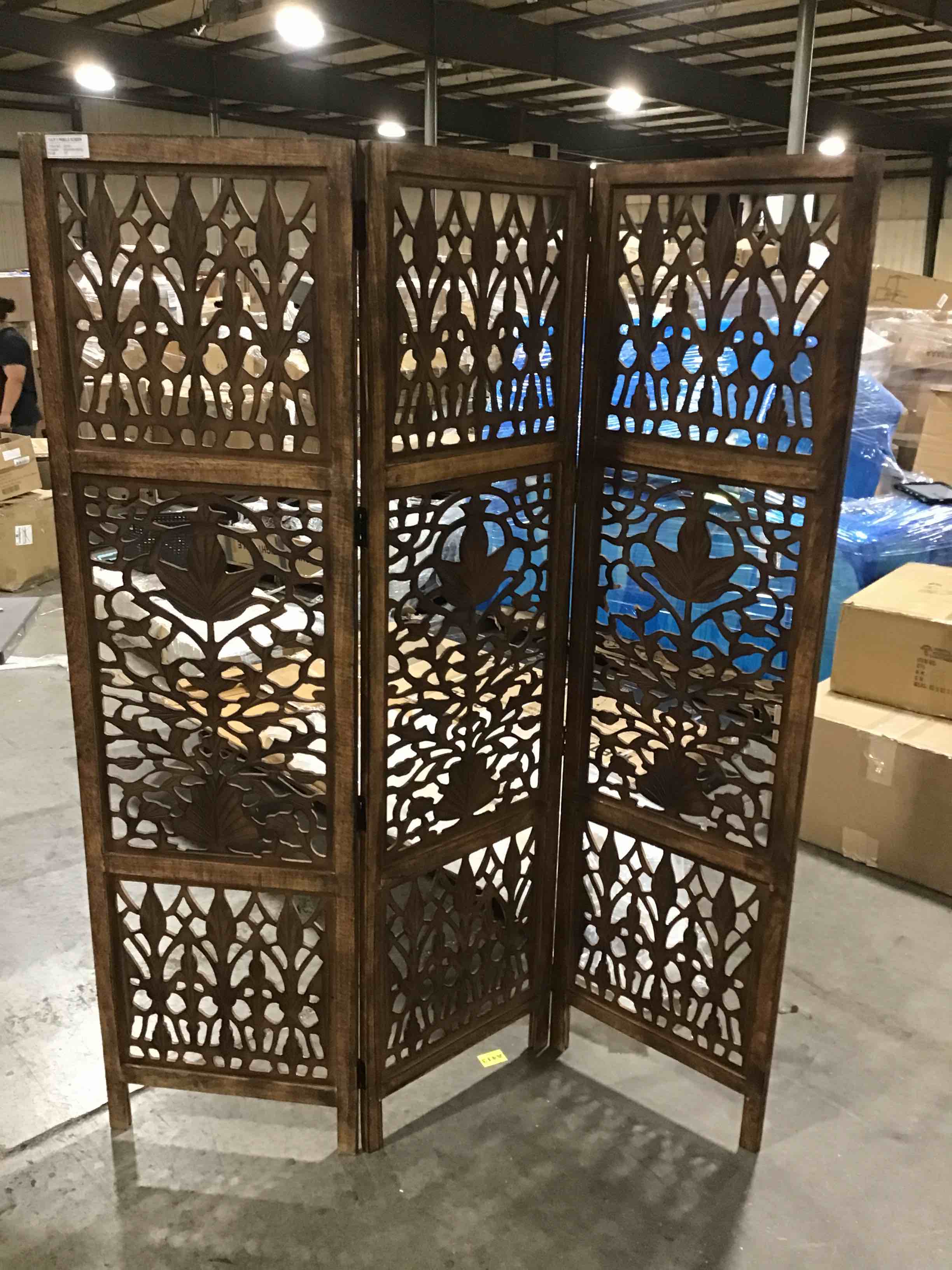 Tulip 3 Panel Screen Brown Antique 