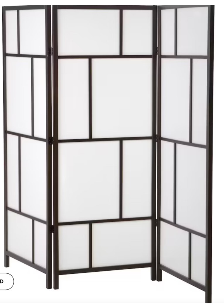 RISÖR Room divider, white/black, 85x72 7/8 
