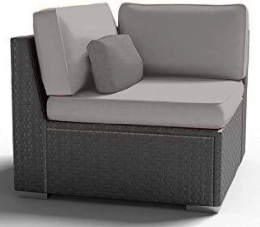 1C-L) Left Corner Chair Outdoor Patio Furniture Espresso Brown Wicker