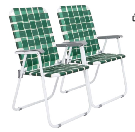 Kcelarec Set of 2 Patio Folding Lawn Chair, Outdoor Beach Chair Portable Camping Chair, Webbed Folding Chair for Yard, Garden,Dark Green