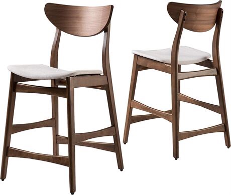 NEW OPEN BOX Unbranded 58914.00WNT 2 Counter Chairs Light Beige/Walnut