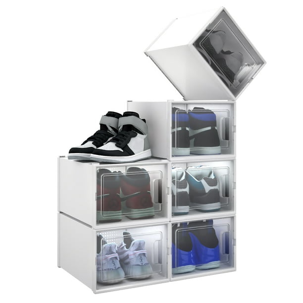 YITAHOME Large 6Pcs 14.1" x 10.9" x 8.2" Shoe Box Transparent Big Storage Stackable Sneaker Organizers Case