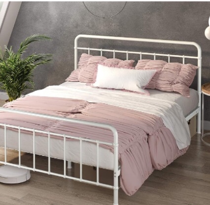 ZINUS Florence Full Panel Metal Platform Bed Frame / Mattress Foundation / No Box Spring Needed / Easy Assembly, White, King