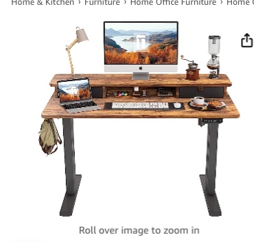 Standing desk with drawers and keyboard tray