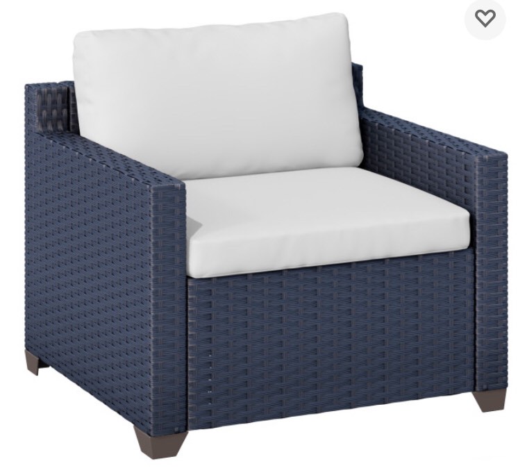 Outdoor Navy Wicker Club Chair