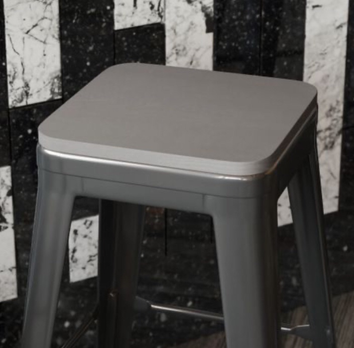 Poly Resin Wood Square Seat with Rounded Edges for Colorful Metal Barstools in Gray