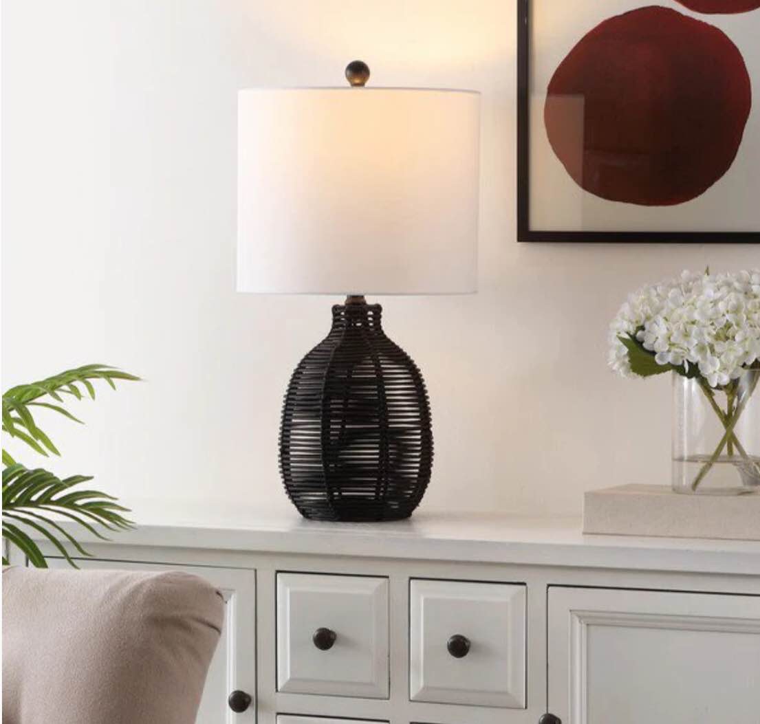 Safavieh Oroya, 23 Inch, Black, Rattan Table Lamp - Black