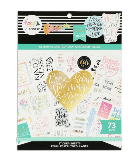 happy planner essential quotes 73 piece sticker sheet 