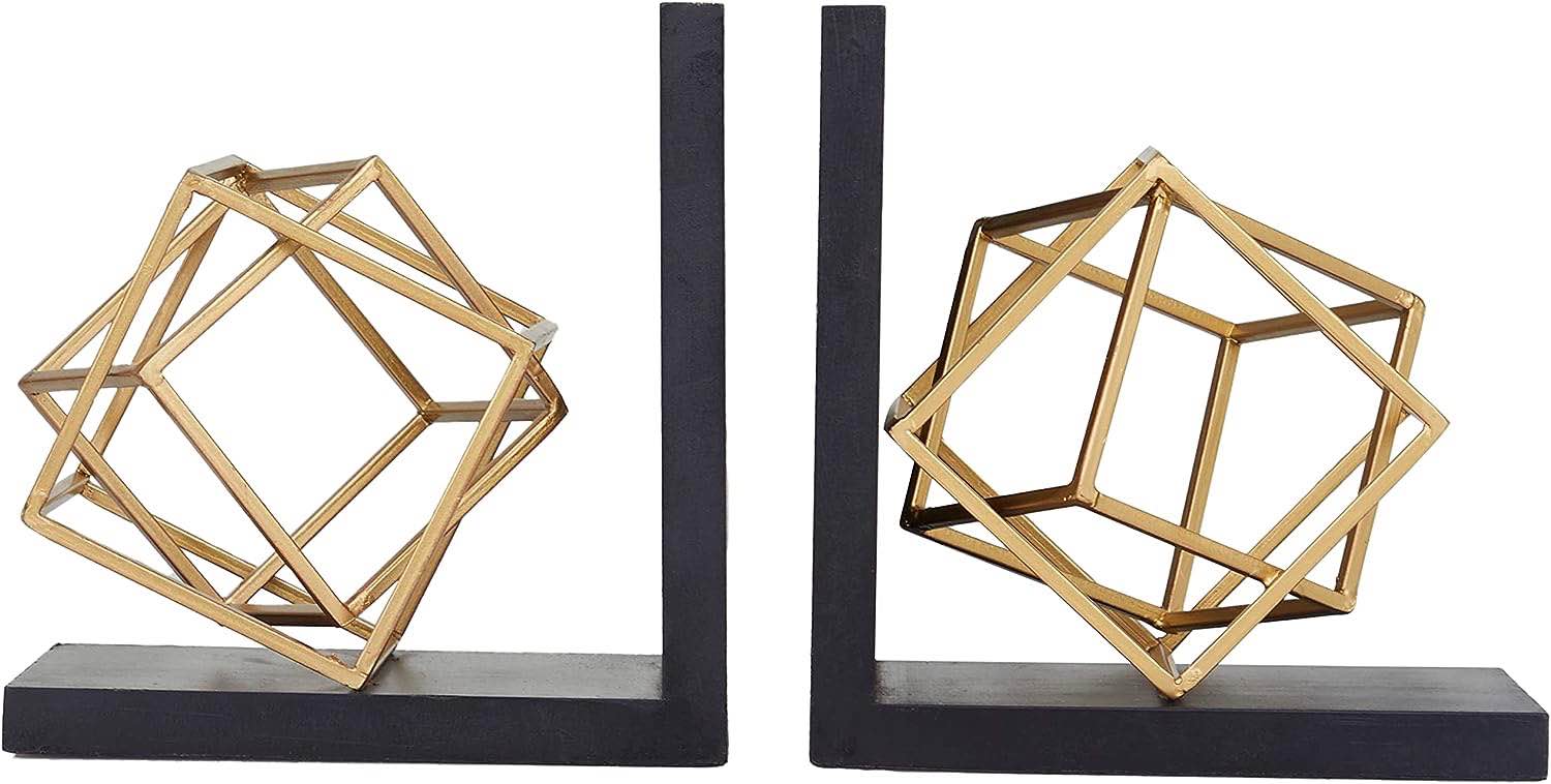The Novogratz Stainless Steel Geometric Overlapping Cube Bookends with Black Base *only one bookend is included*
