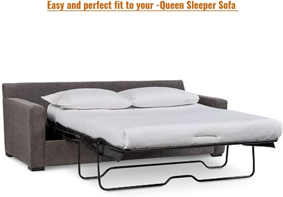 Queen Sleeper Sofa Bed Sheet Set - White 100 Percent Egyptian Cotton 59”x72”x6” 