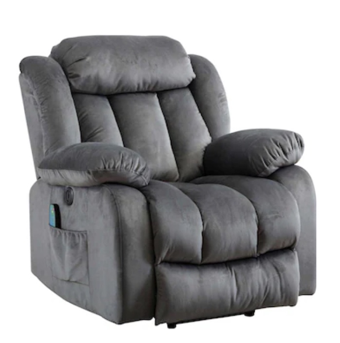 Clihome Power Recliner Chair Grey Upholstered Powered Reclining Massage Chair with Lift Assistance (Incomplete) box 1/2 only 