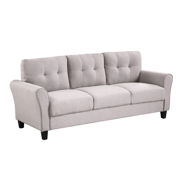 79.9" Modern Linen Upholstered Sofa for Home or Office, Light Grey, 3-Seat