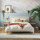 Mr. Kate Daphne Upholstered Bed with Headboard and Modern Platform Frame, Queen, Ivory Velvet