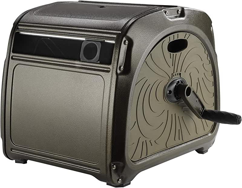 Giraffe Tools SW5 Metal Hose Reel Box, Heavy Duty Garden Hose Storage Reel Hideaway, Crank Handle, 150ft 5/8" Hose 